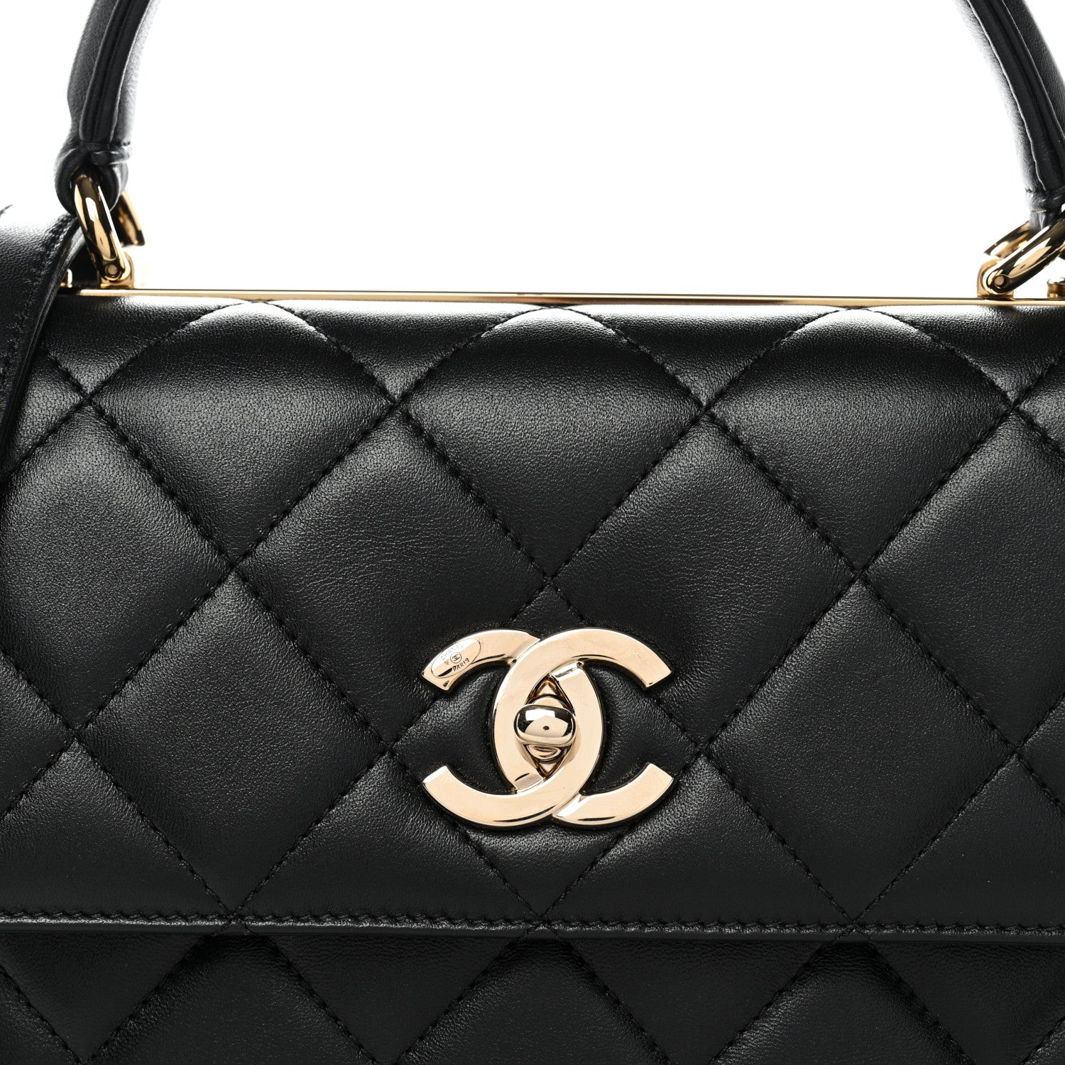 Lambskin Quilted Small Trendy CC Dual Handle Flap Bag Black