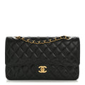 Caviar Quilted Medium Double Flap Black
