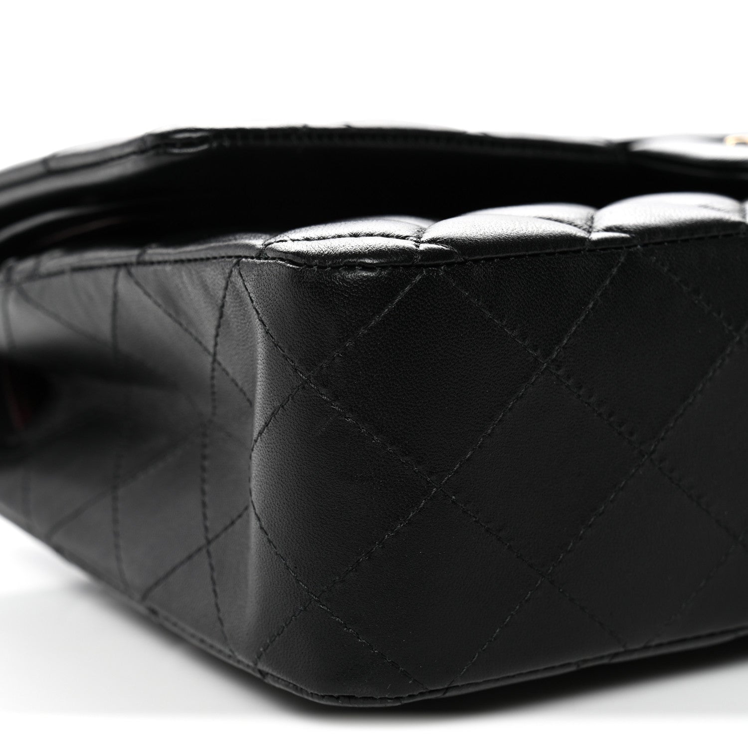 Lambskin Quilted Medium Double Flap Black