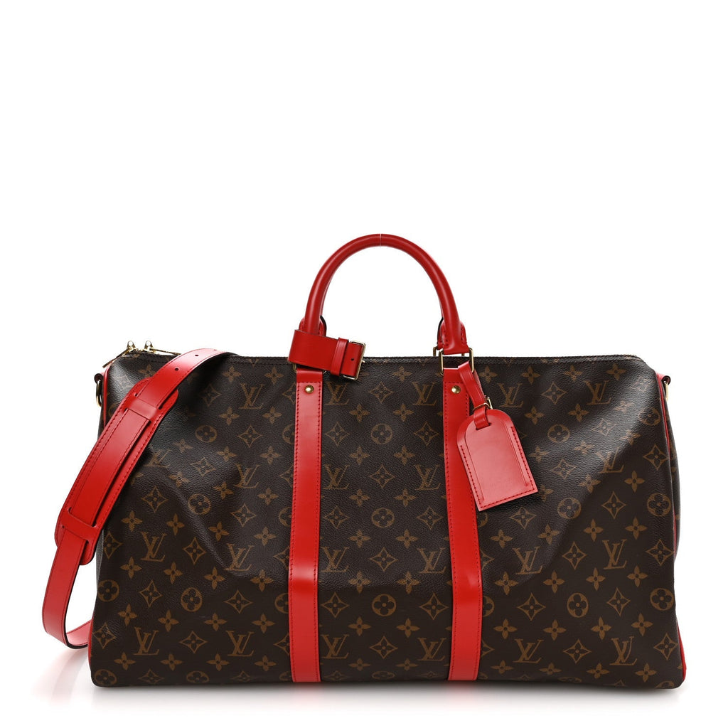 Calfskin Monogram Keepall Bandouliere 50 Coquelicot