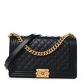 Calfskin Quilted New Medium Boy Flap Black