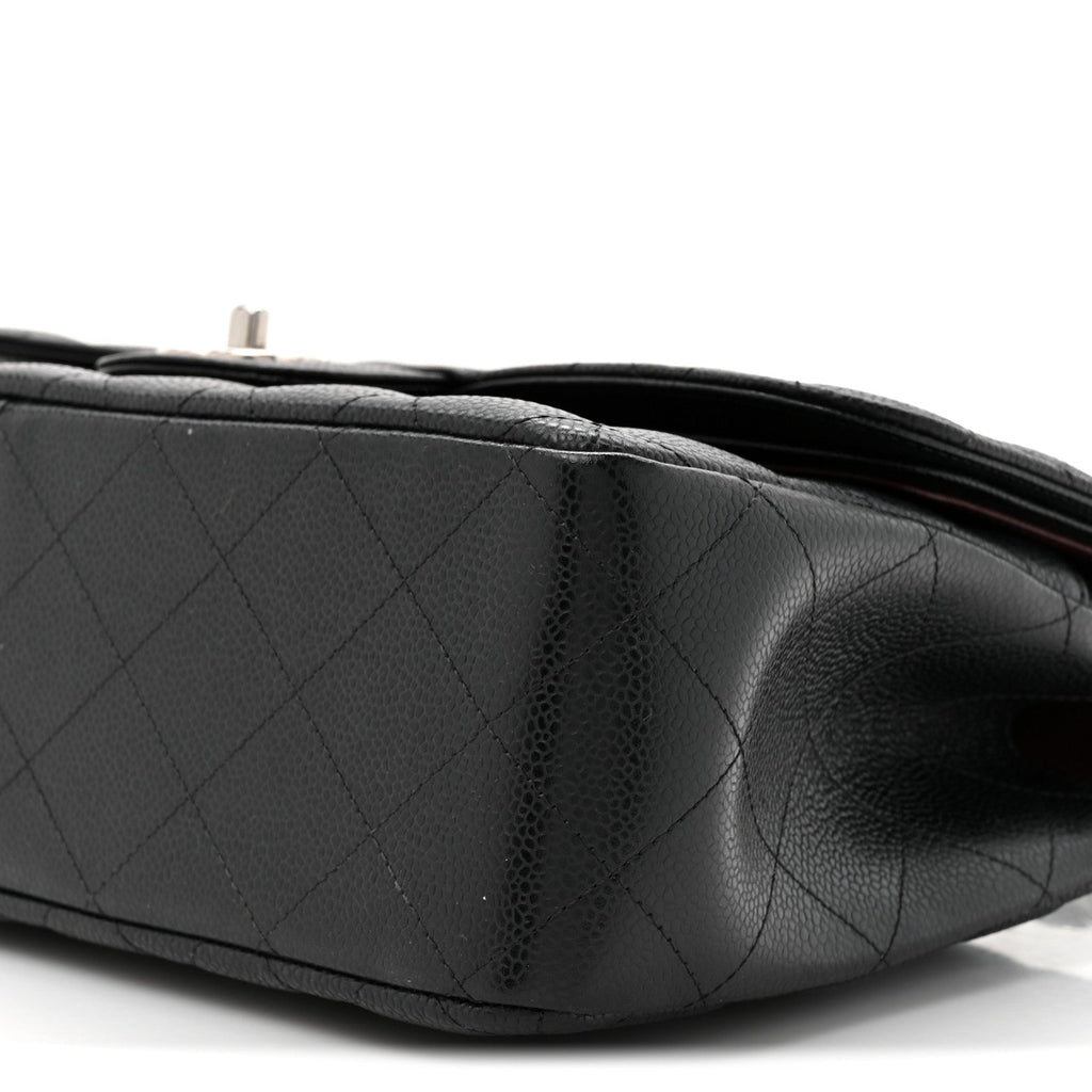 Caviar Quilted Jumbo Double Flap Black