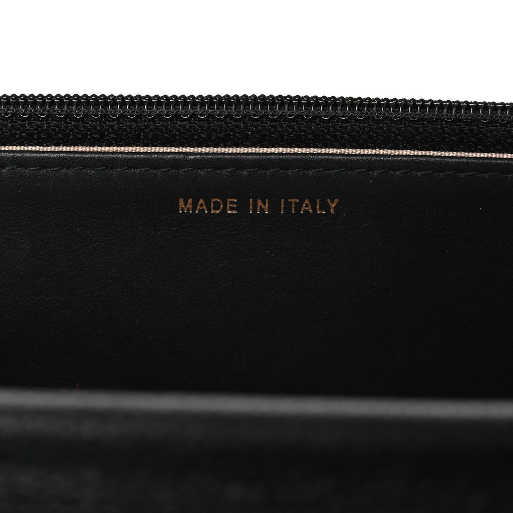 Grained Calfskin Quilted Cuba Wallet On Chain WOC Black