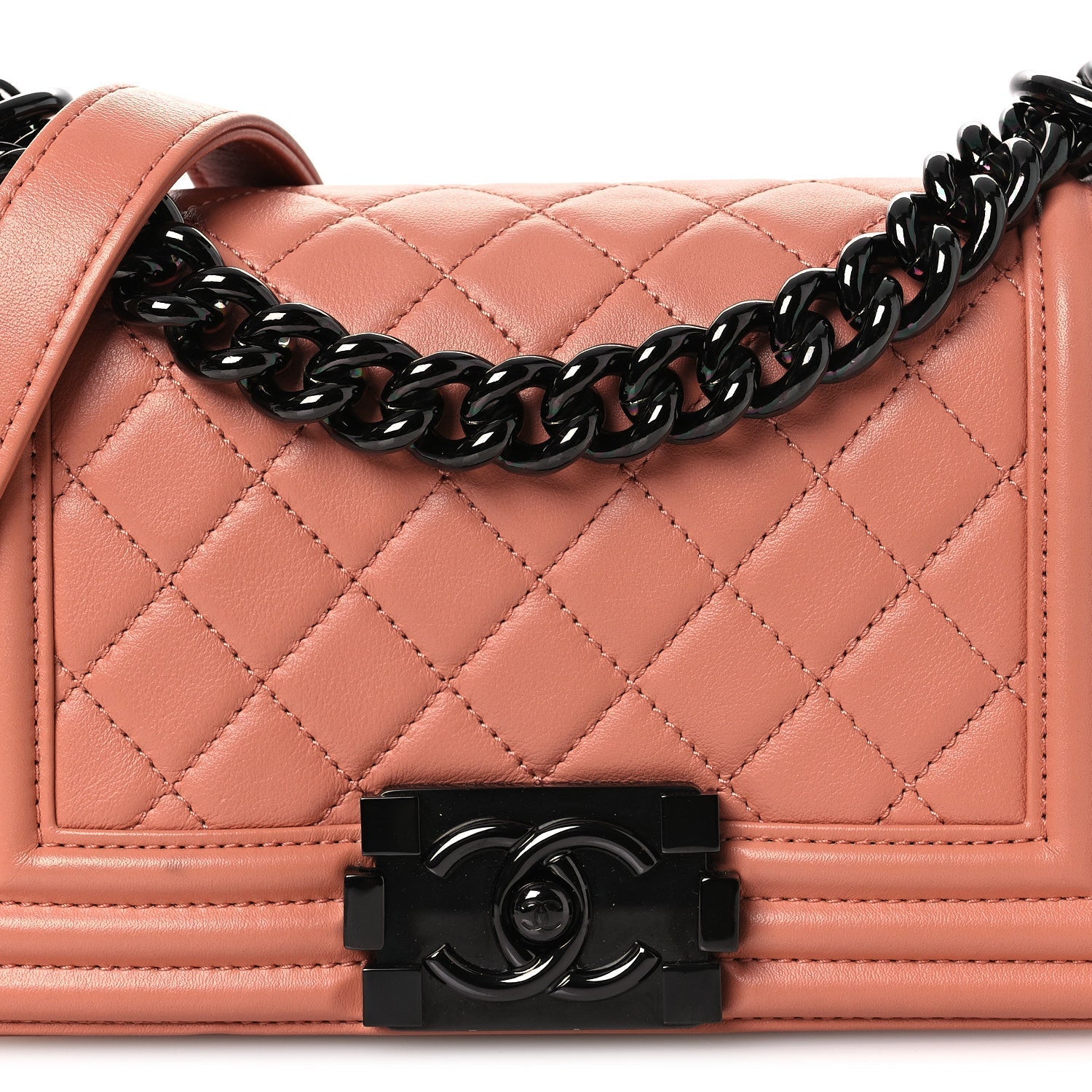 Calfskin Quilted Small Boy Flap Light Pink