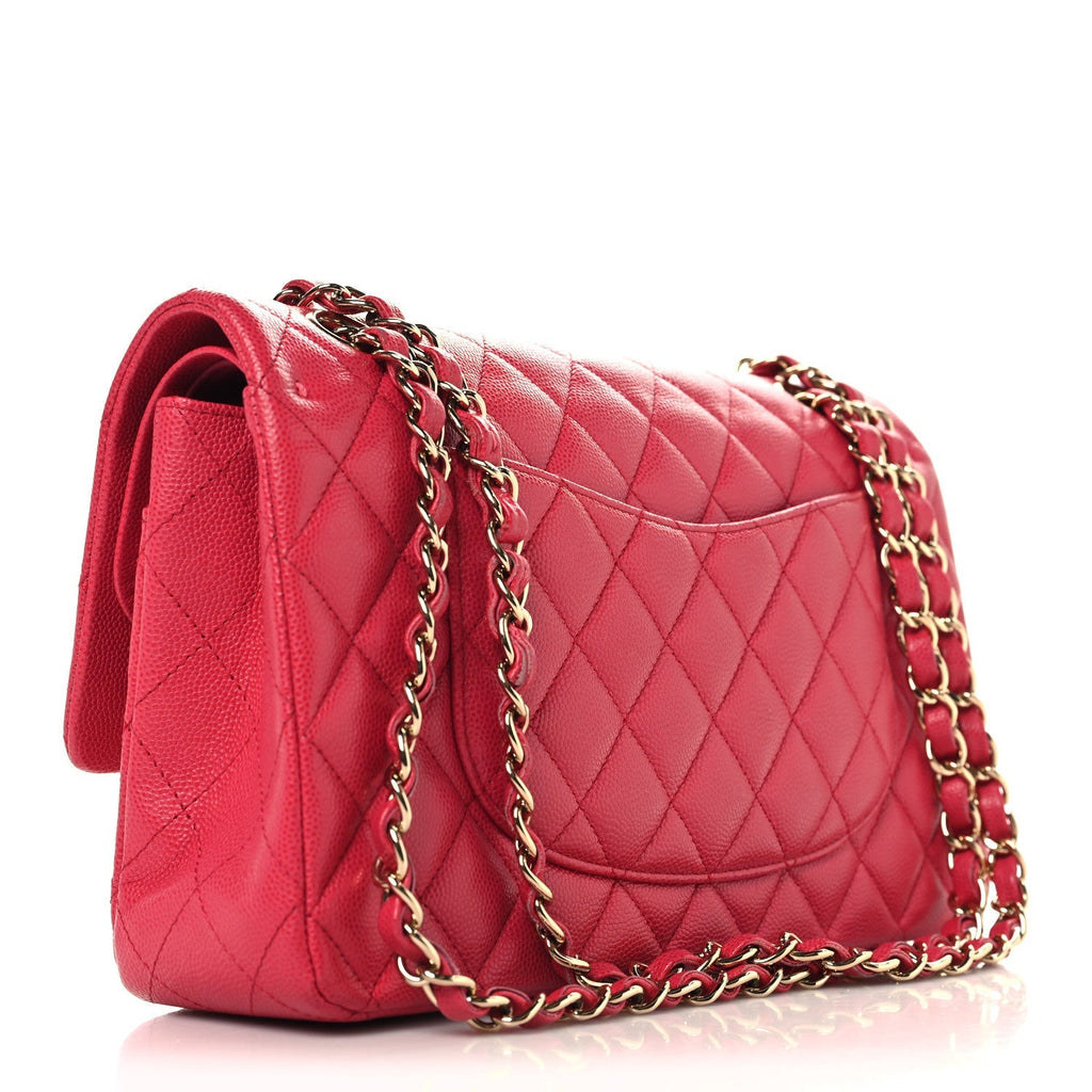 Caviar Quilted Medium Double Flap Dark Pink