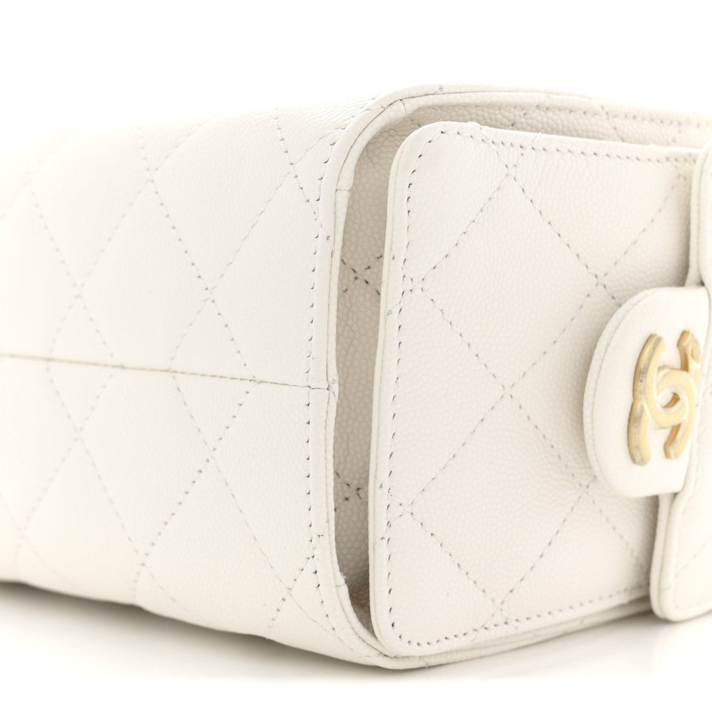 Caviar Quilted Mini Chanel 25 Handbag White