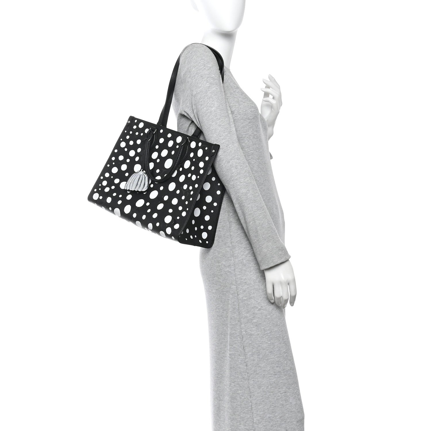 Monogram Kusama Dots Onthego MM Black White