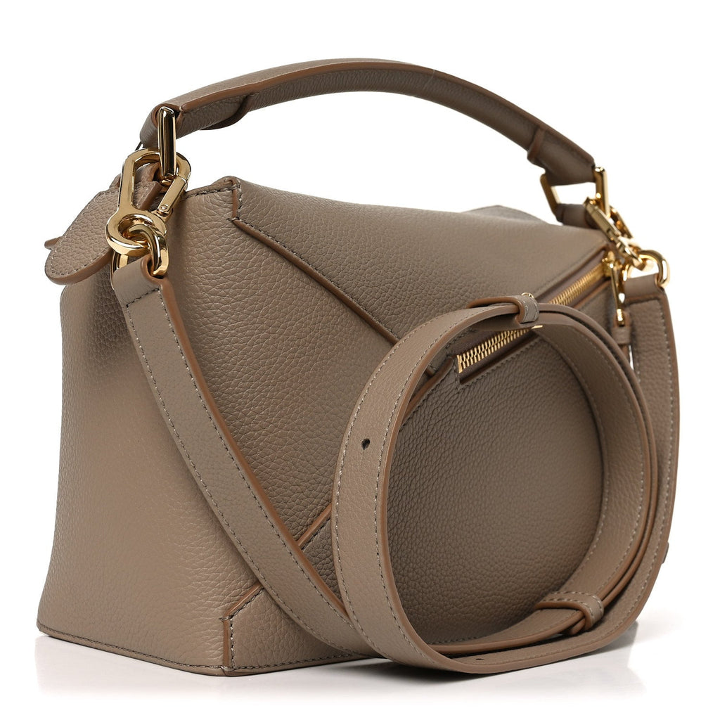 Grained Calfskin Small Puzzle Edge Bag Sand