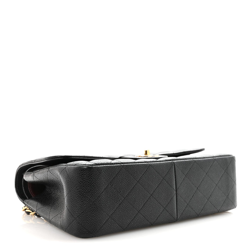 Caviar Quilted Jumbo Double Flap Black