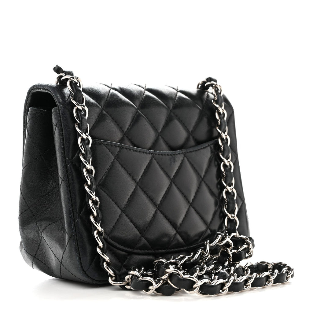 Lambskin Quilted Mini Square Flap Black