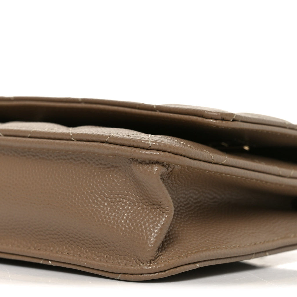 Caviar Quilted Wallet on Chain WOC Beige