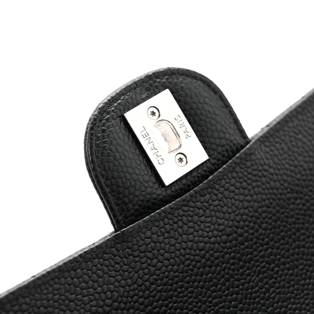 Caviar Quilted Medium Double Flap Black