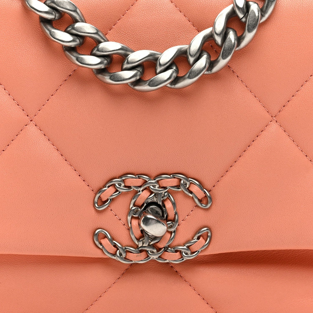 Lambskin Quilted Medium Chanel 19 Flap Light Orange