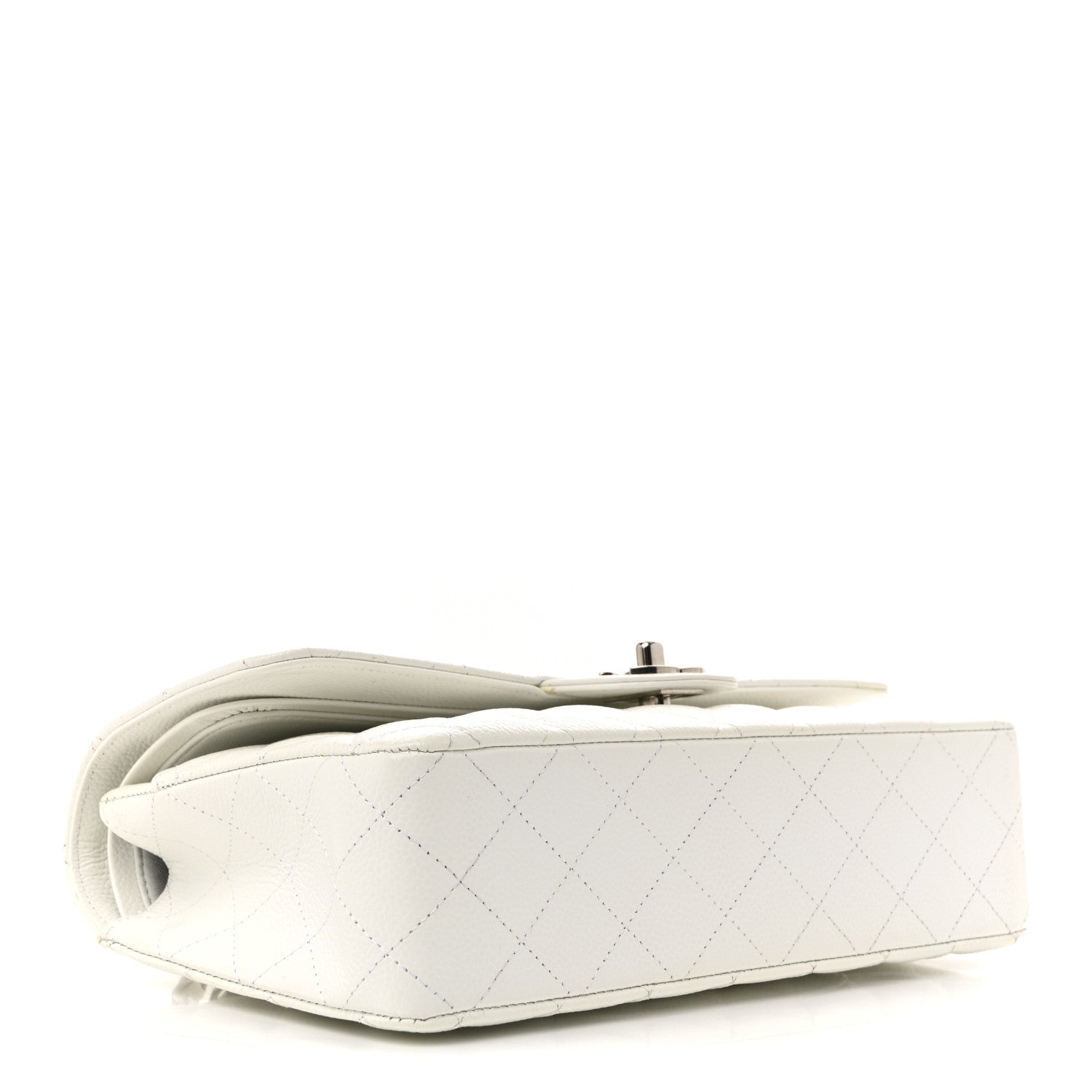 Caviar Quilted Medium Double Flap White