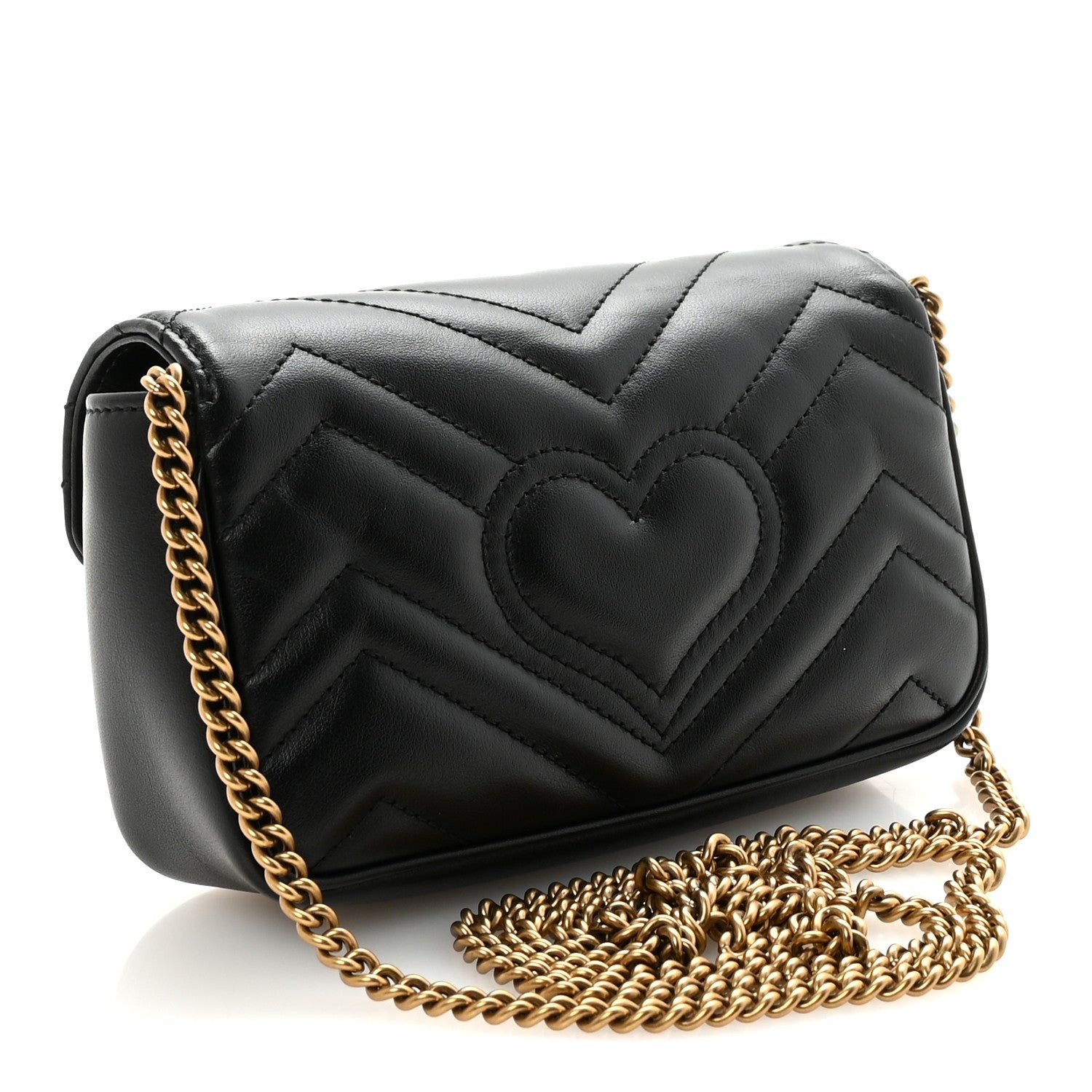 Calfskin Matelasse Super Mini GG Marmont Shoulder Bag Black