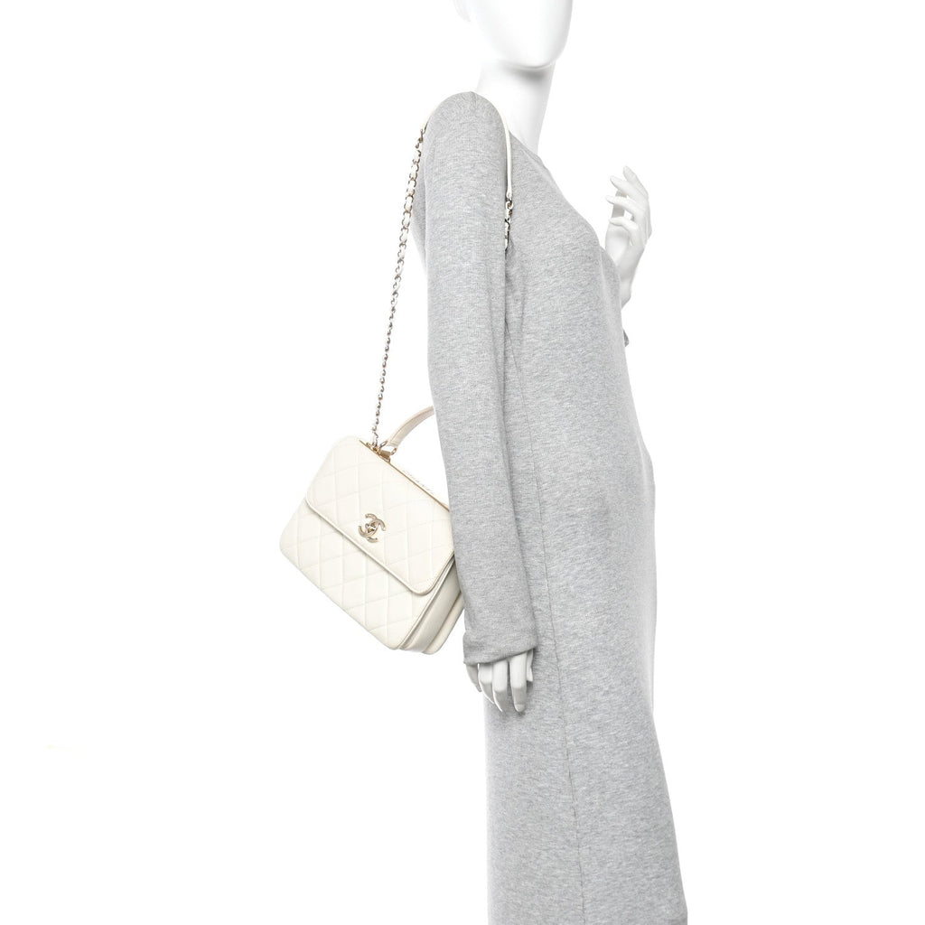 Lambskin Quilted Small Trendy CC Dual Handle Flap Bag White