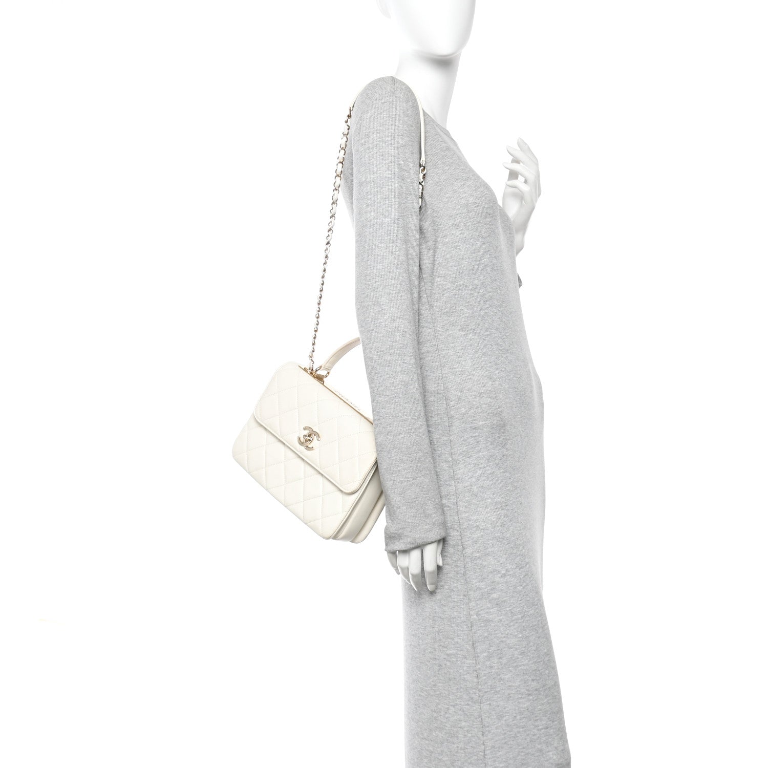 Lambskin Quilted Small Trendy CC Dual Handle Flap Bag White