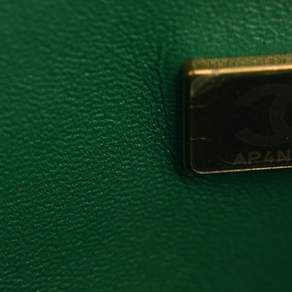 Caviar Quilted Small Double Flap Green