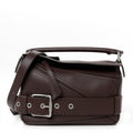 Shiny Calfskin Small Puzzle Biker Bag Dark Brown