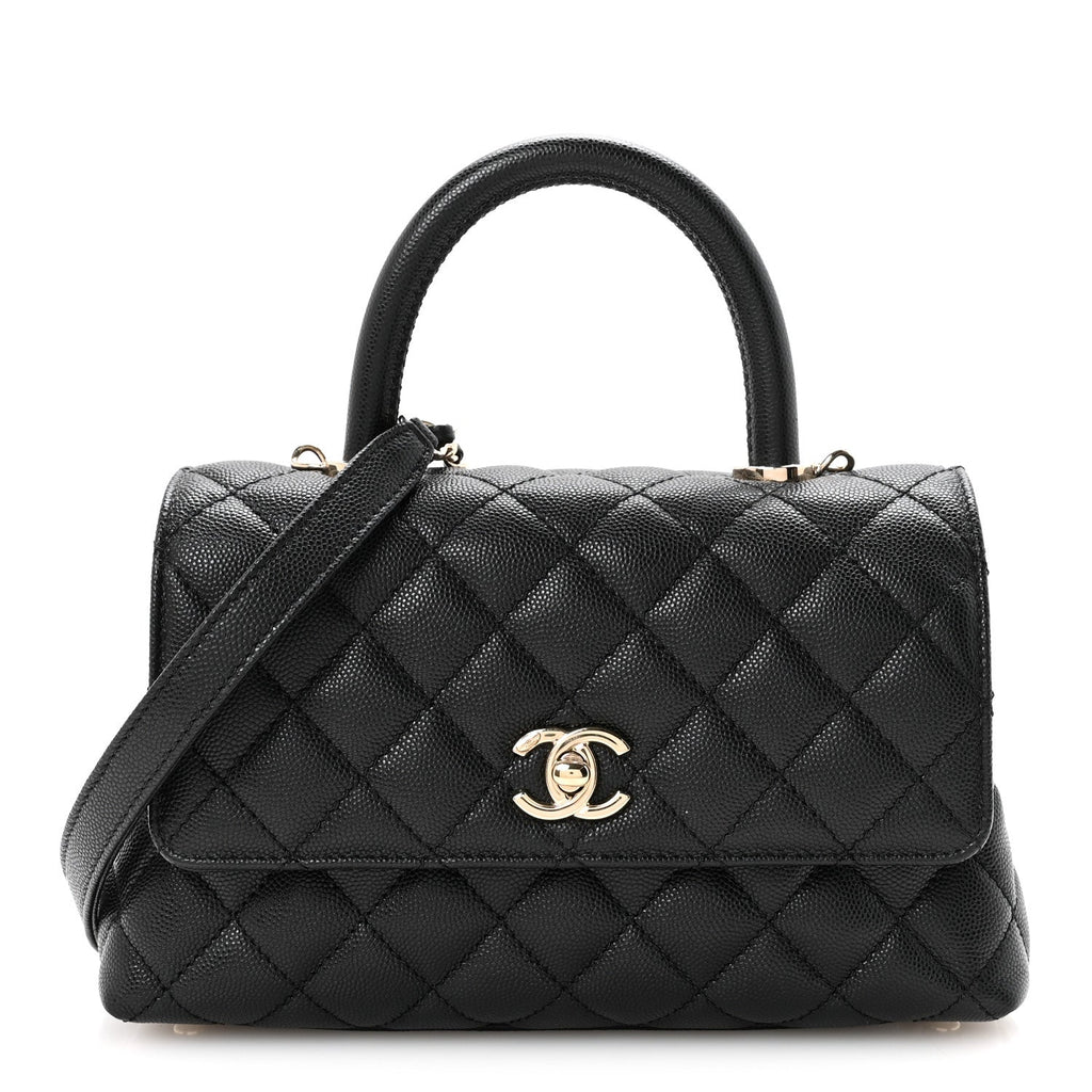 Caviar Quilted Mini Coco Handle Flap Black
