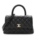 Caviar Quilted Mini Coco Handle Flap Black