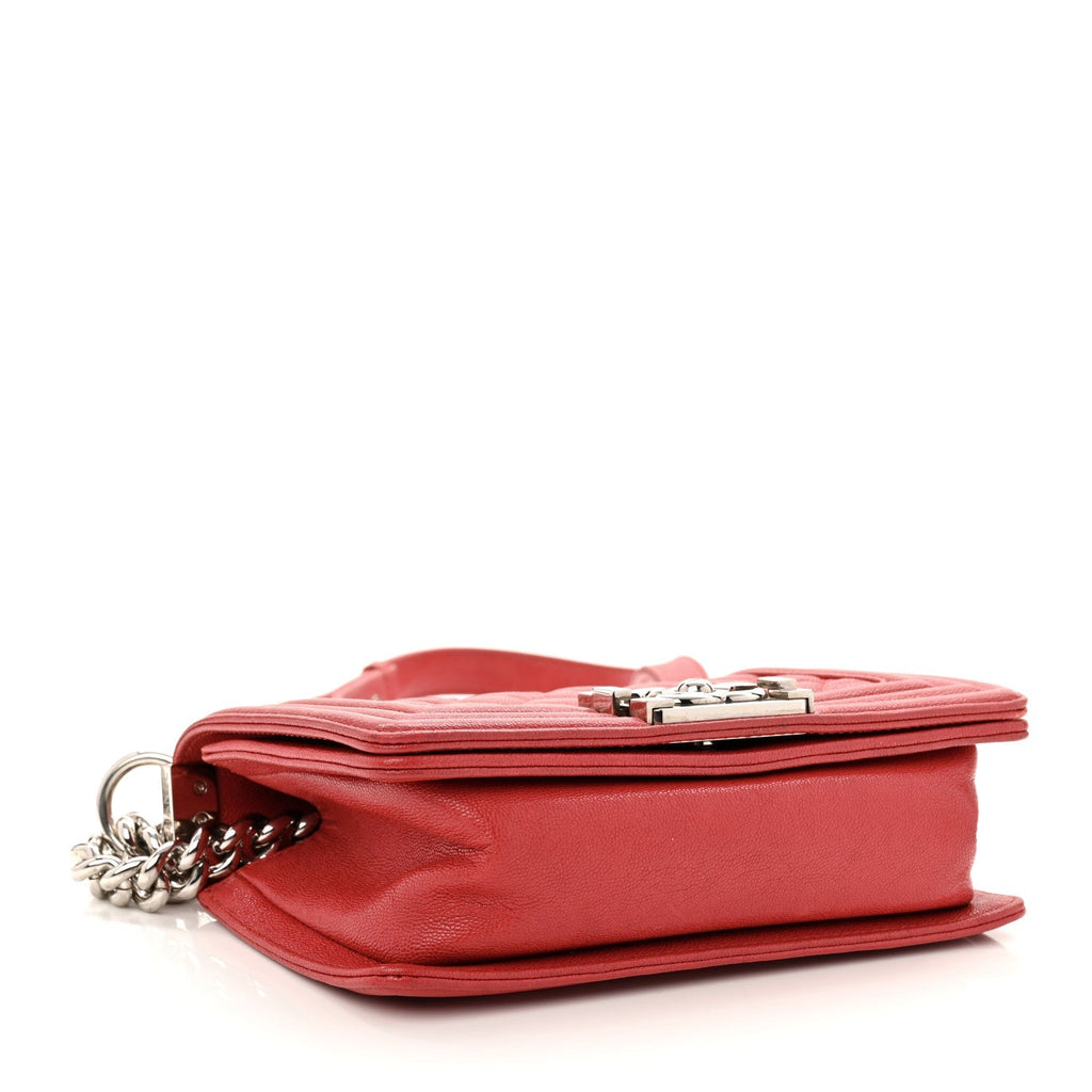 Caviar Quilted Small Boy Flap Red