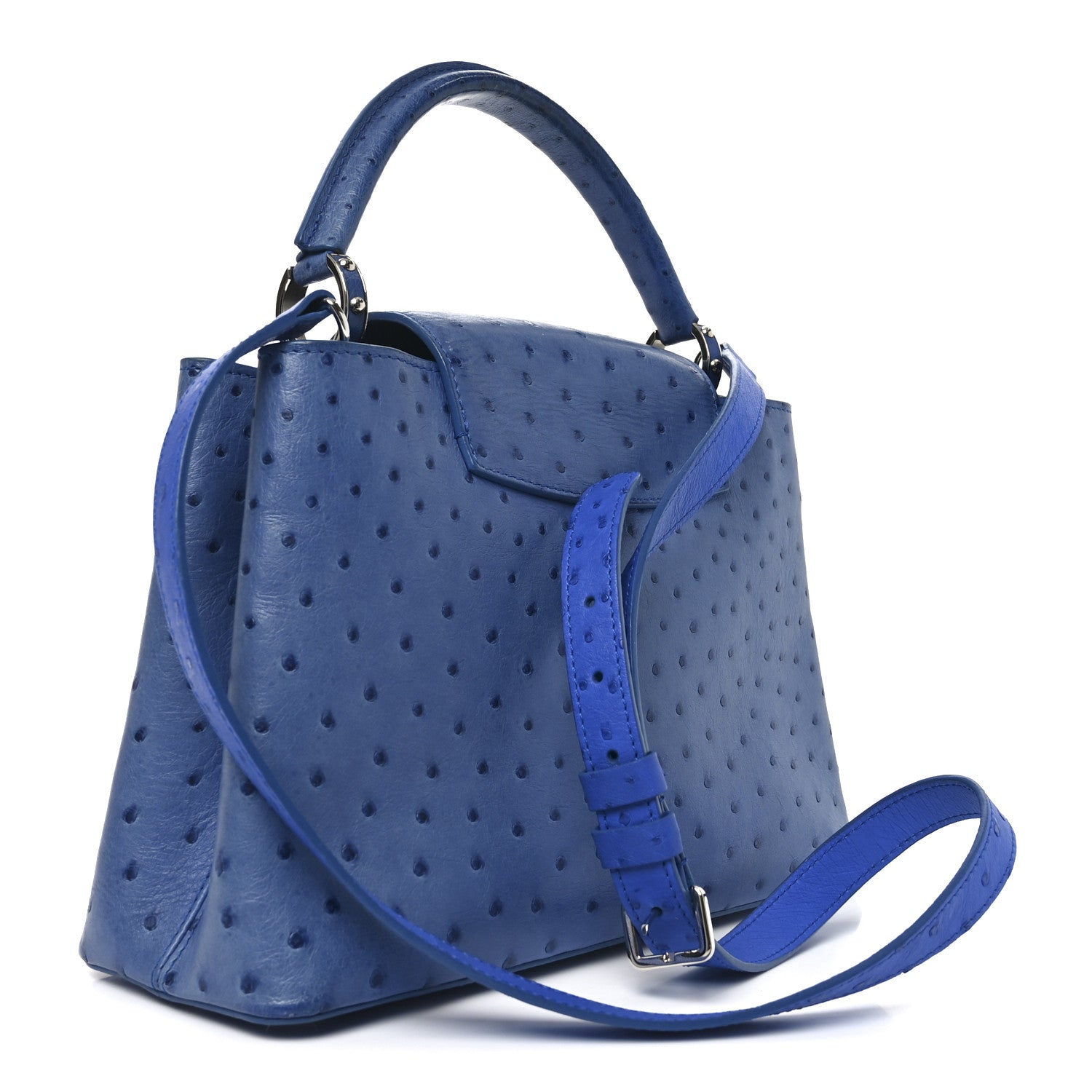 Ostrich Capucines MM Saphir