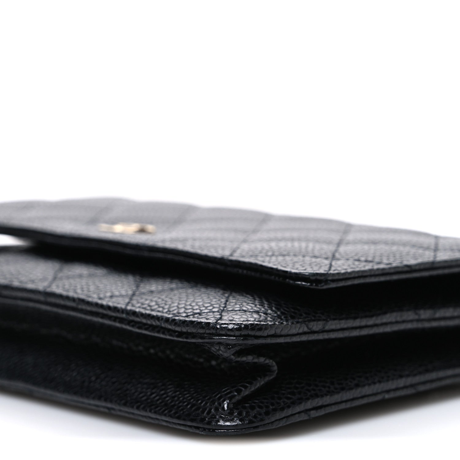 Caviar Quilted Wallet on Chain WOC Black