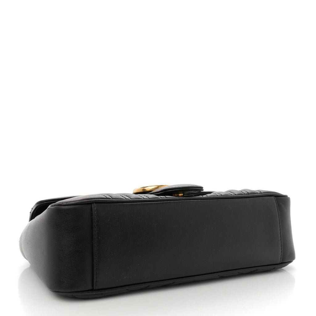 Calfskin Matelasse Small GG Marmont Shoulder Bag Black