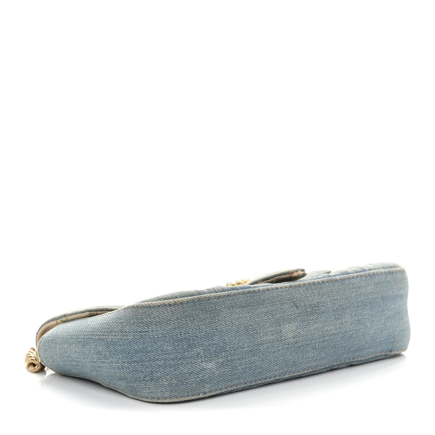 Denim Matelasse Mini Pearly GG Marmont Shoulder Bag Blue