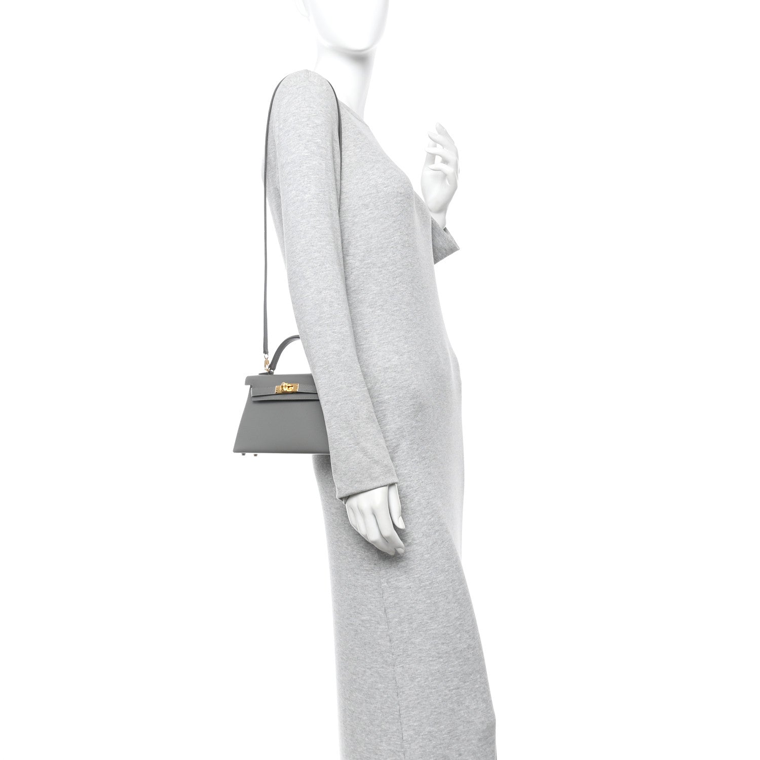 Madame Calfskin Mini Kelly Sellier 20 Gris Meyer