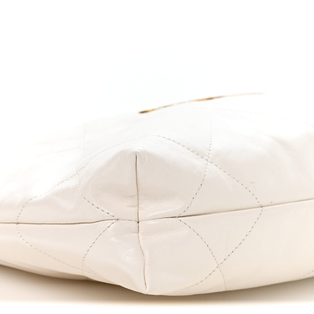 Shiny Calfskin Quilted Small Chanel 22 White
