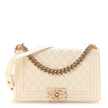 Caviar Quilted Medium Boy Flap White