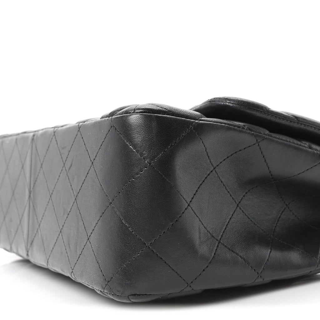 Lambskin Quilted Jumbo Double Flap Black