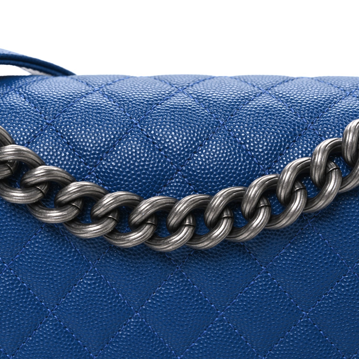 Caviar Quilted Medium Boy Flap Dark Blue