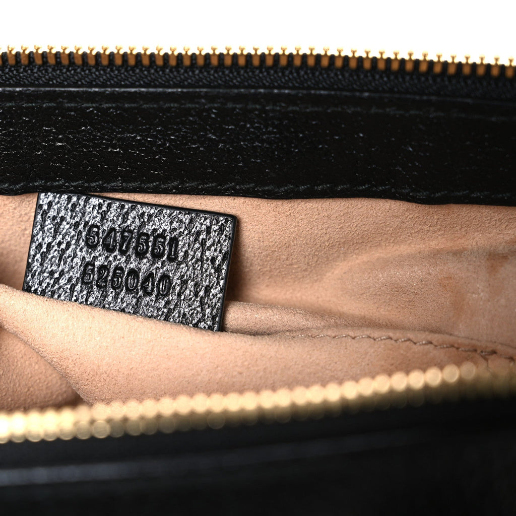 Textured Calfskin Web Small Ophidia Tote Bag Black