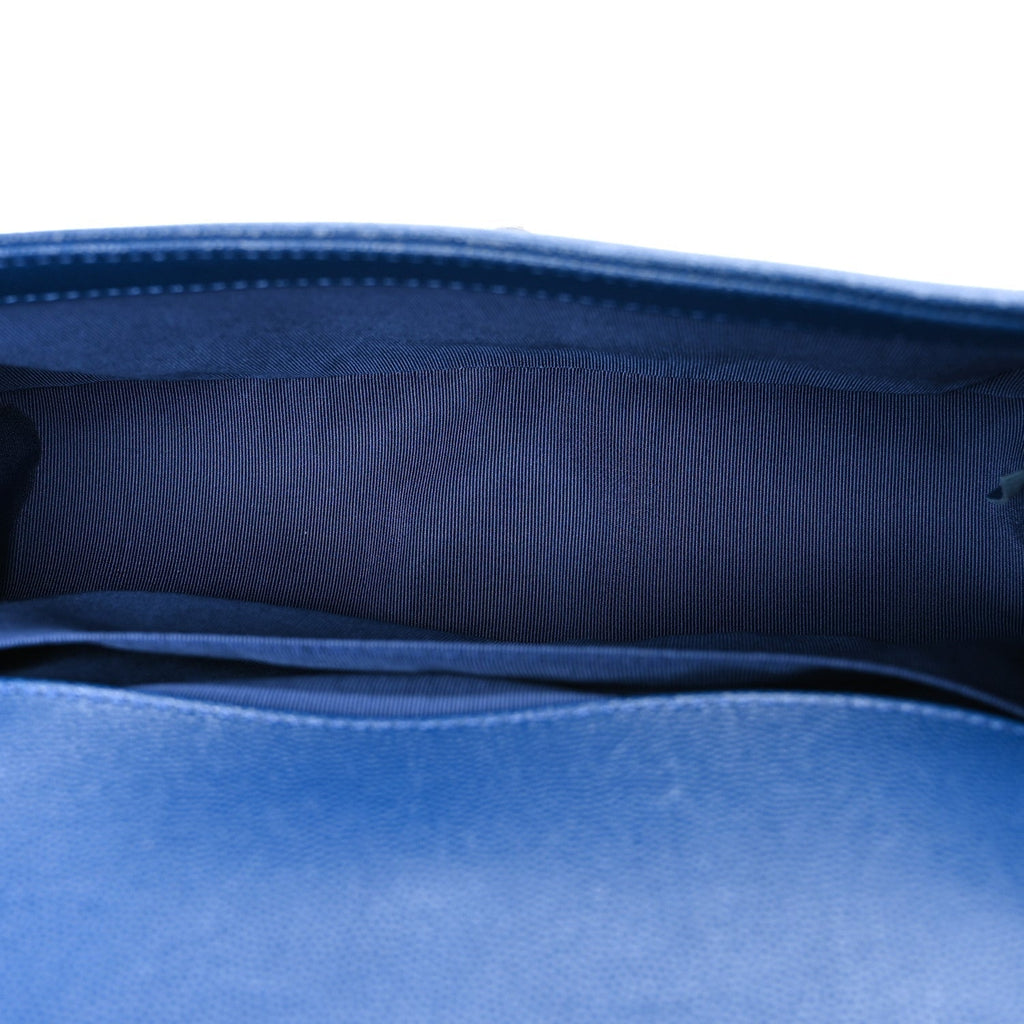 Caviar Quilted Medium Boy Flap Dark Blue