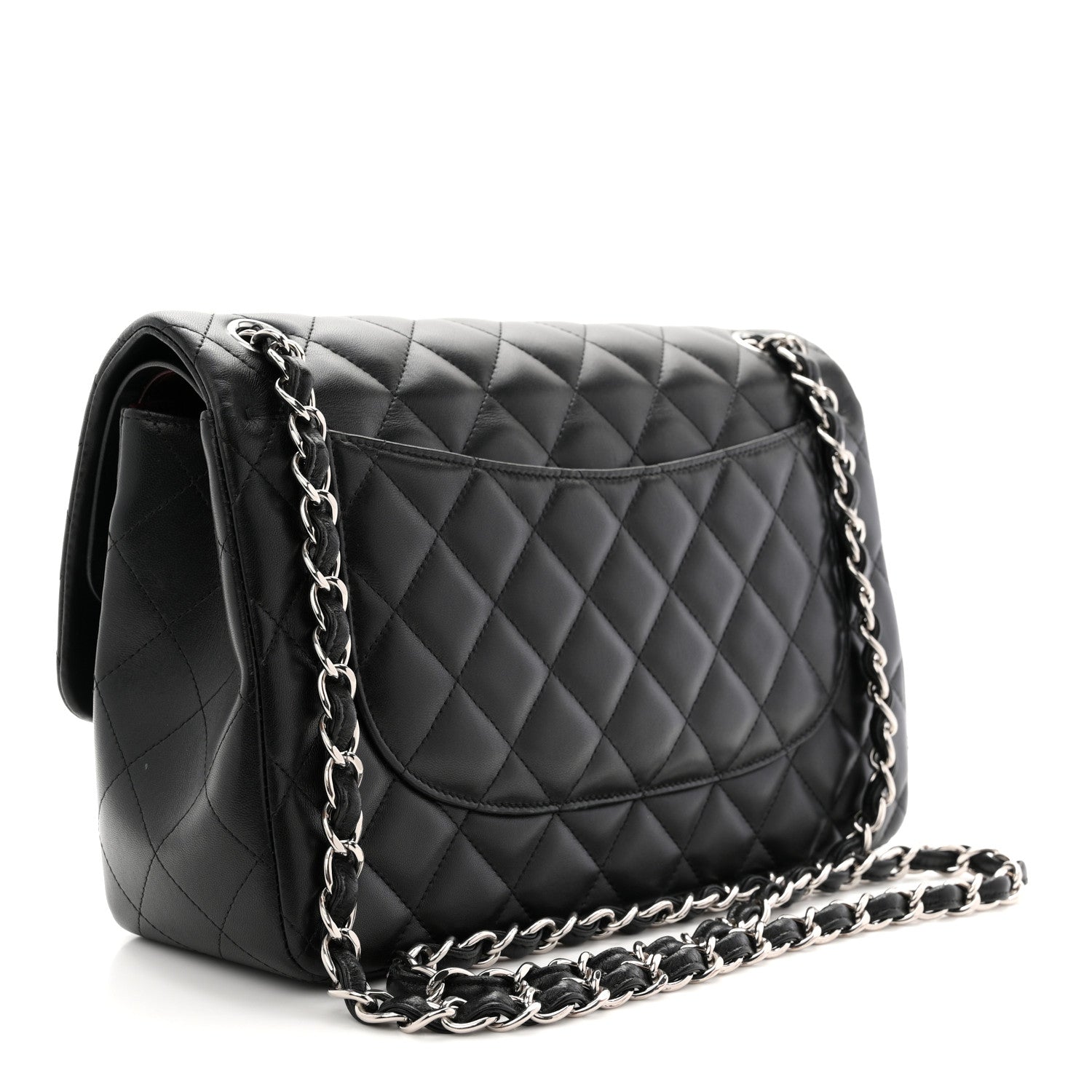 Lambskin Quilted Jumbo Double Flap Black