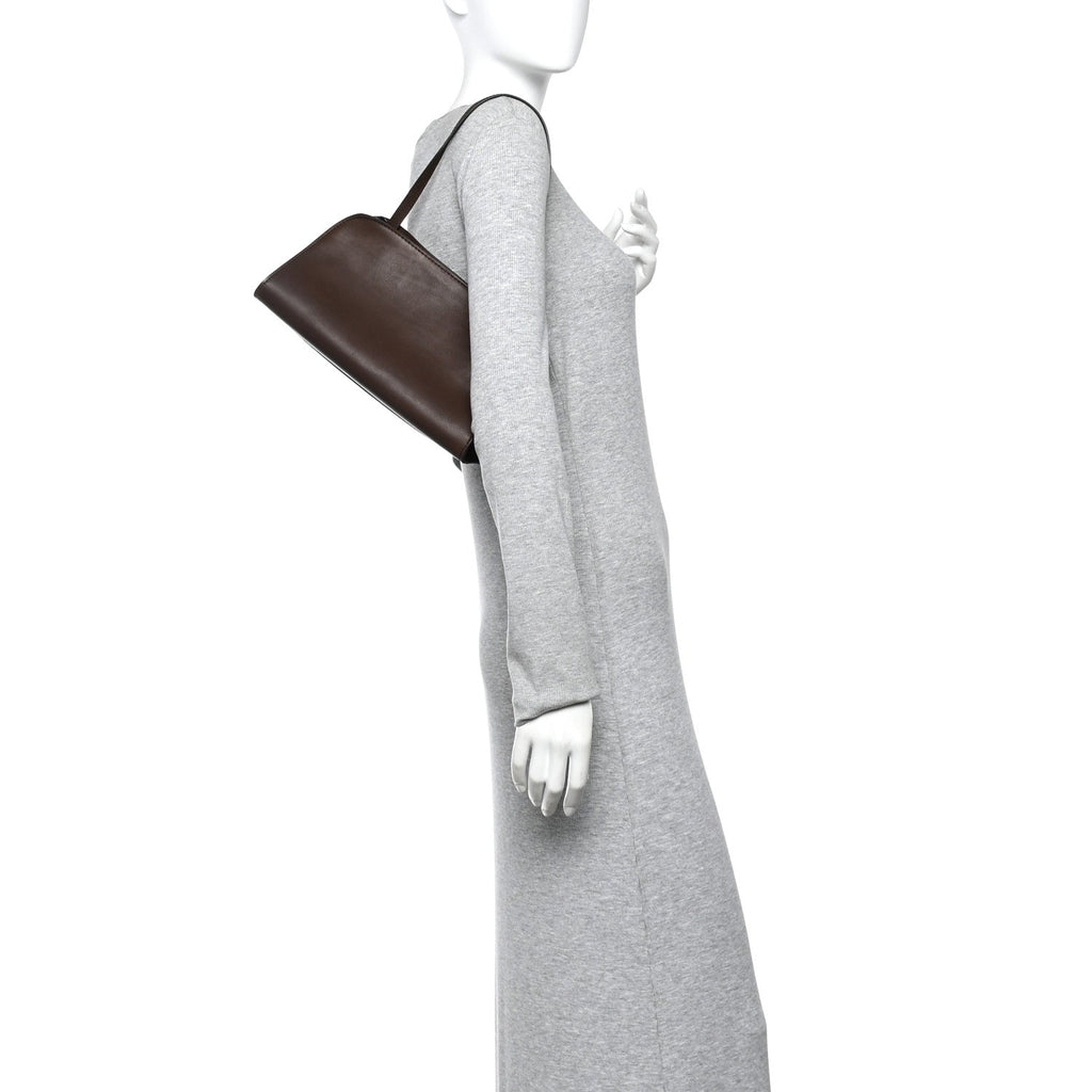 Polished Saddle Calfskin Peggy Clutch Deep Brown