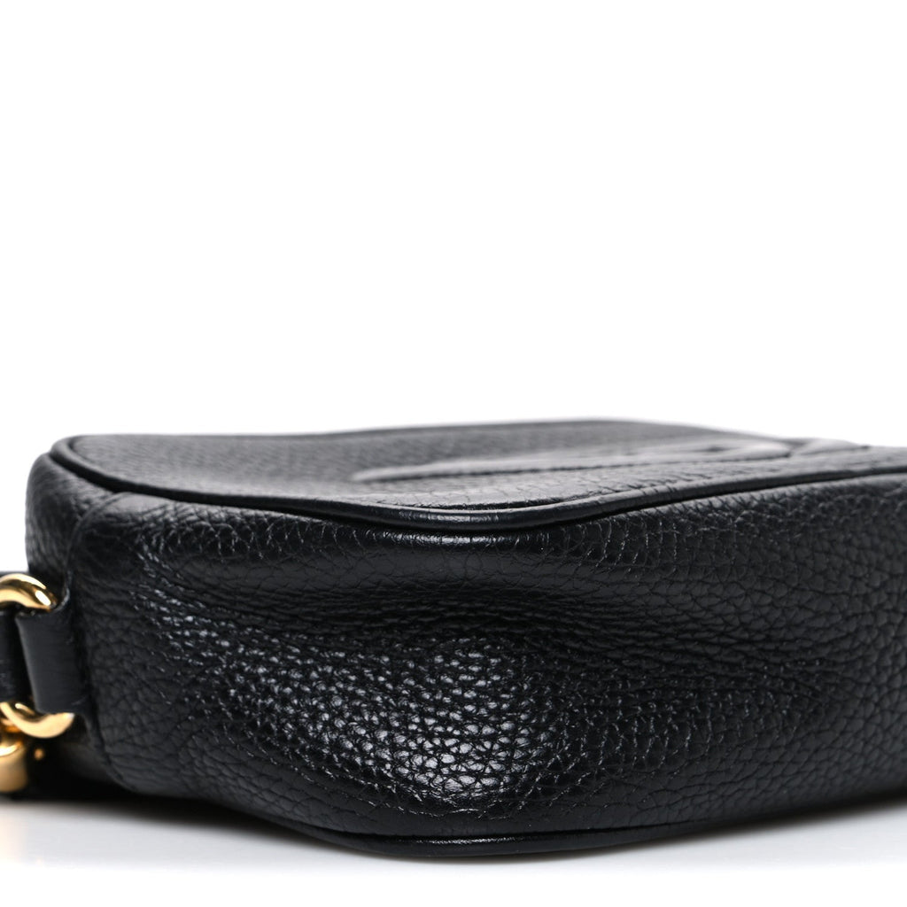 Pebbled Calfskin Small Soho Disco Bag Black
