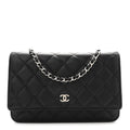 Lambskin Quilted Wallet On Chain WOC Black