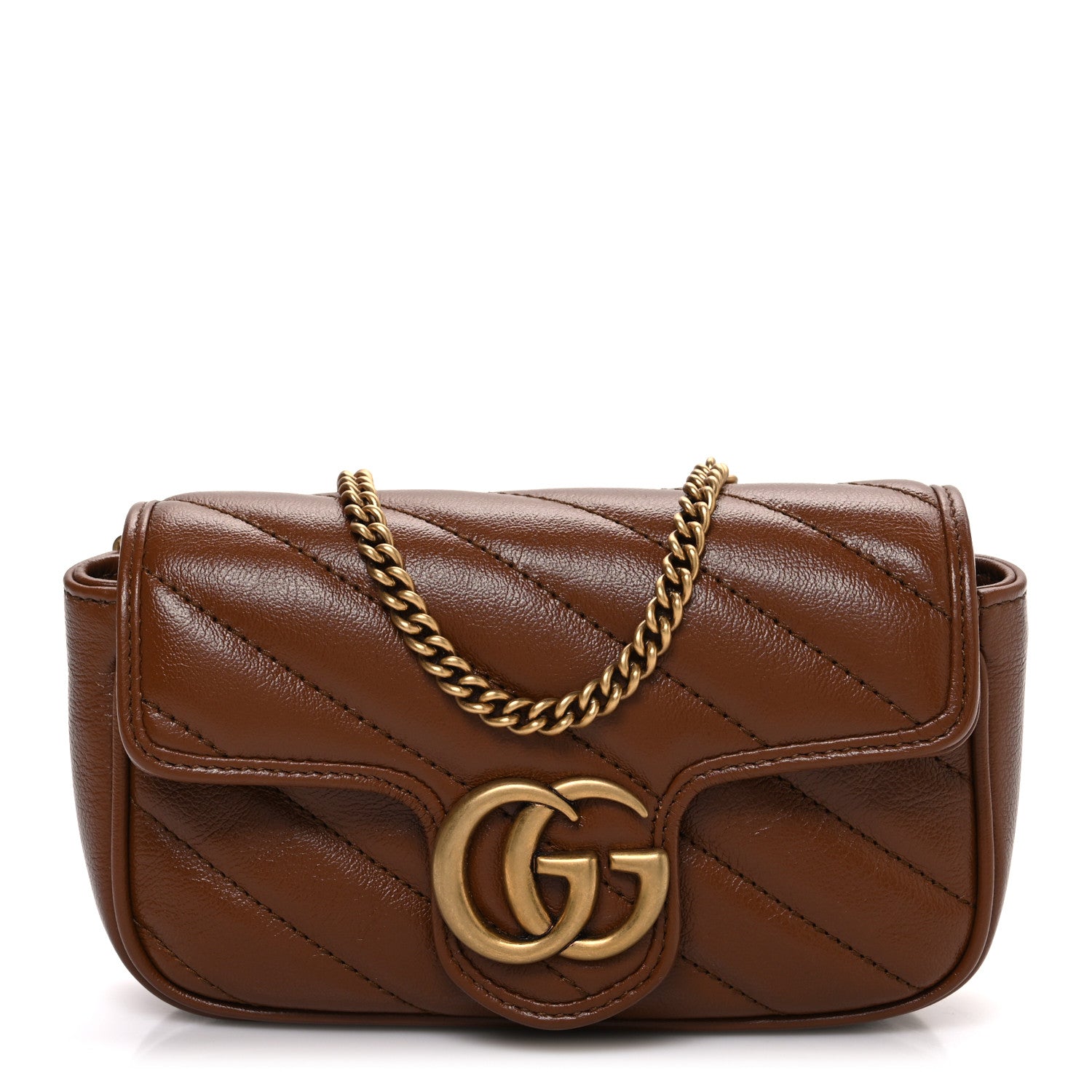 Azalea Calfskin Matelasse Diagonal Super Mini GG Marmont Shoulder Bag Cuir