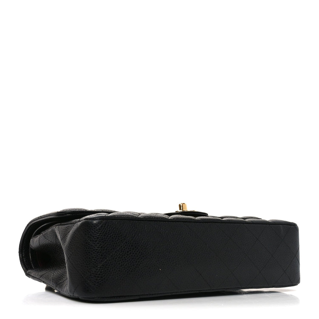 Caviar Quilted Medium Double Flap Black
