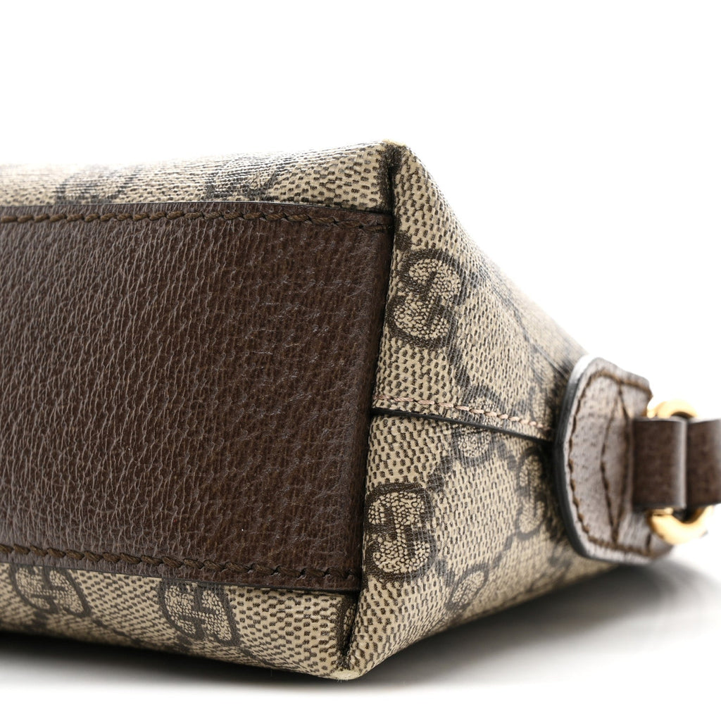 GG Supreme Monogram Textured Dollar Calfskin Web Small Ophidia Dome Shoulder Bag Beige Ebony New Acero