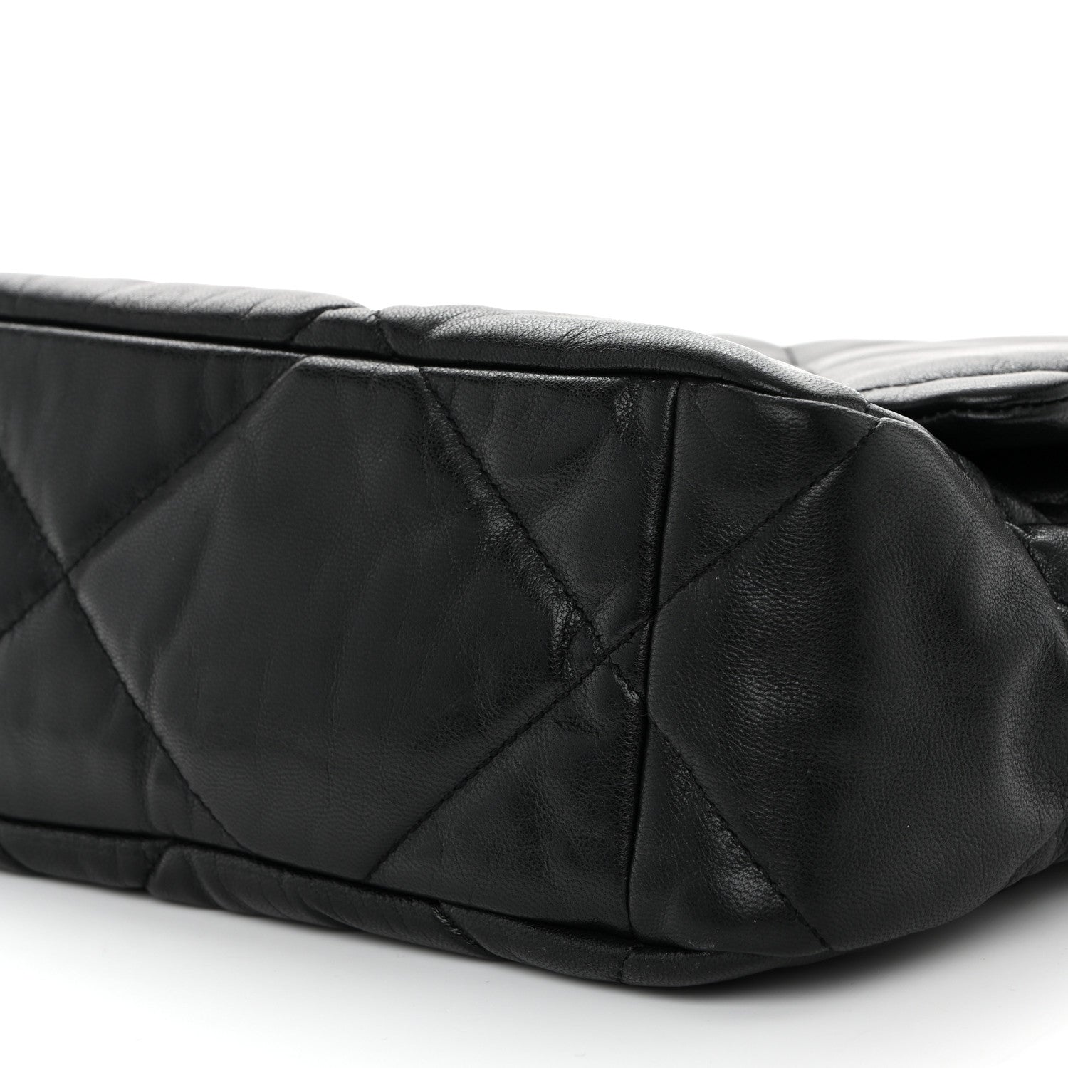 Shiny Goatskin Quilted Large Chanel 19 Flap Black