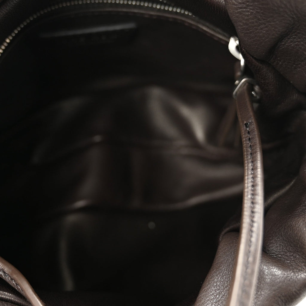 Grained Calfskin Bourse Clutch Dark Brown