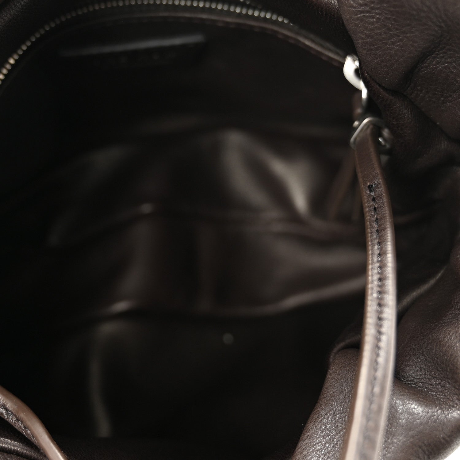 Grained Calfskin Bourse Clutch Dark Brown