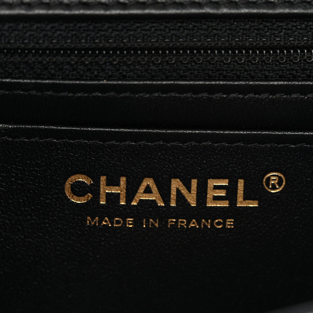 Lambskin Quilted Mini Rectangular Flap Black