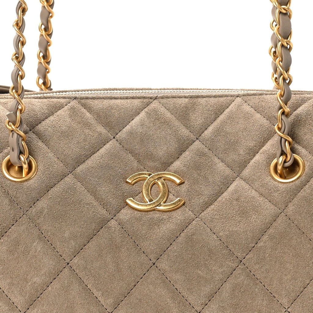 Suede Quilted Chanel 25 Bowling Bag Dark Grey