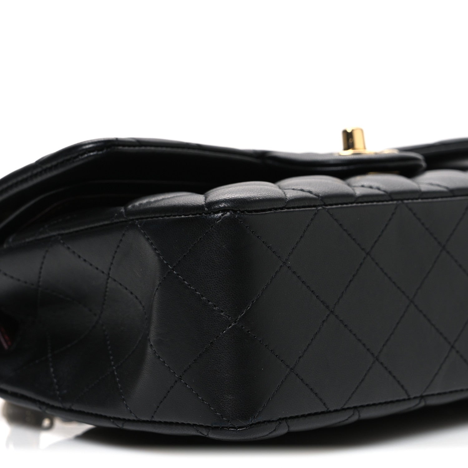 Lambskin Quilted Small Double Flap Black
